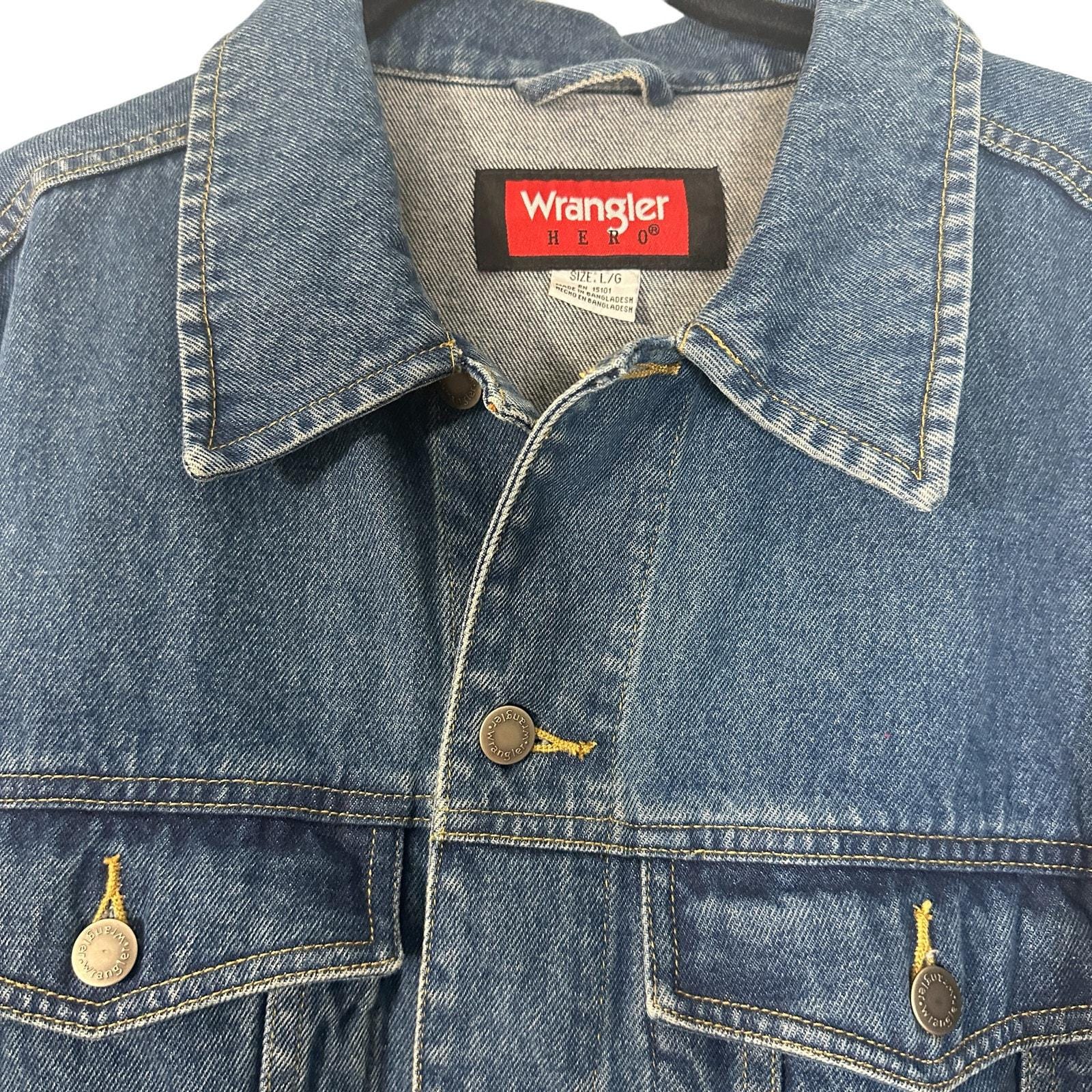 Vintage 90s Wrangler Hero Denim Jean Trucker Jacket Large - Etsy