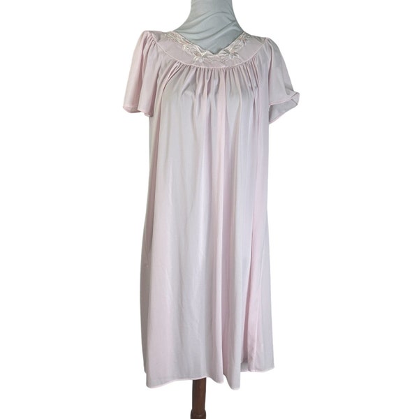 Camicia da notte Miss Elaine vintage anni '80 rosa pallido S