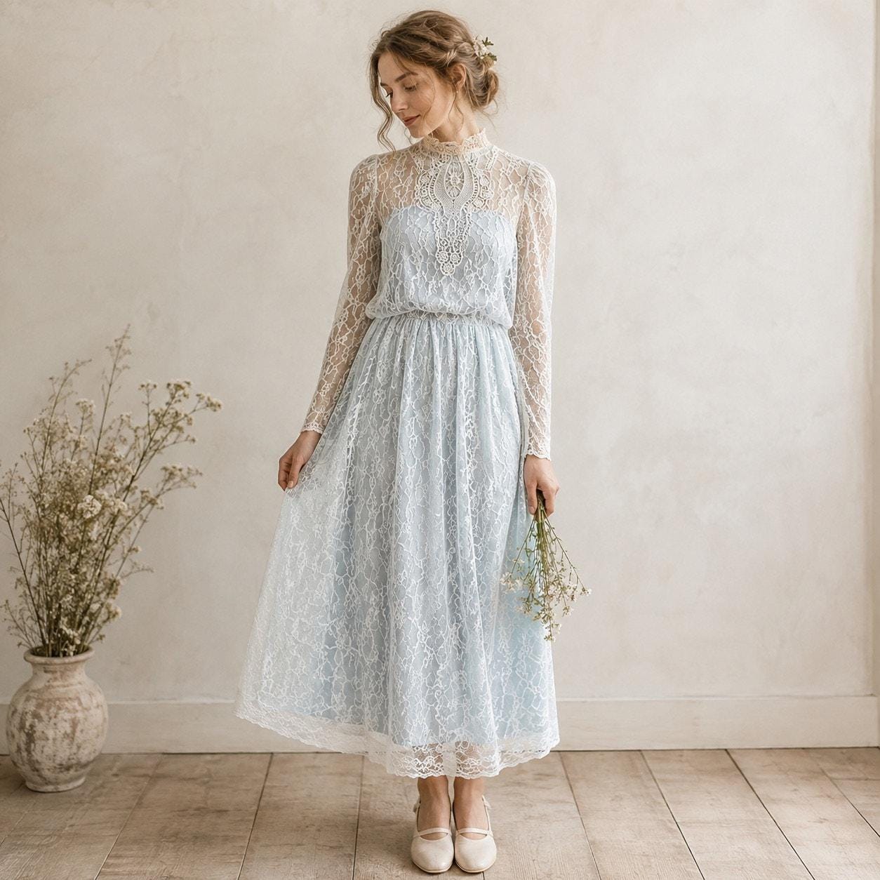 knee length grey lace dress Blue Aqua Green Cowl Neck Dress