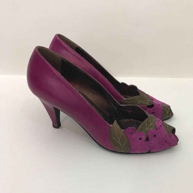 Carvela Kurt Geiger Purple Bronze Open Peep Toe Heels 37.5 | Etsy