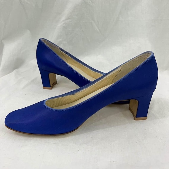 Vintage 80s Dyeables Blue Satin Pumps 6.5 - image 6