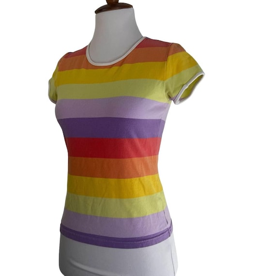 Vintage 90s Liz Claiborne Rainbow Striped Shirt PS - image 5