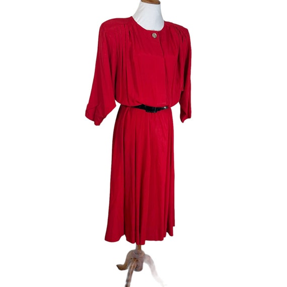 Vintage 1980s Red Nina Piccalino Red Rayon Full S… - image 1