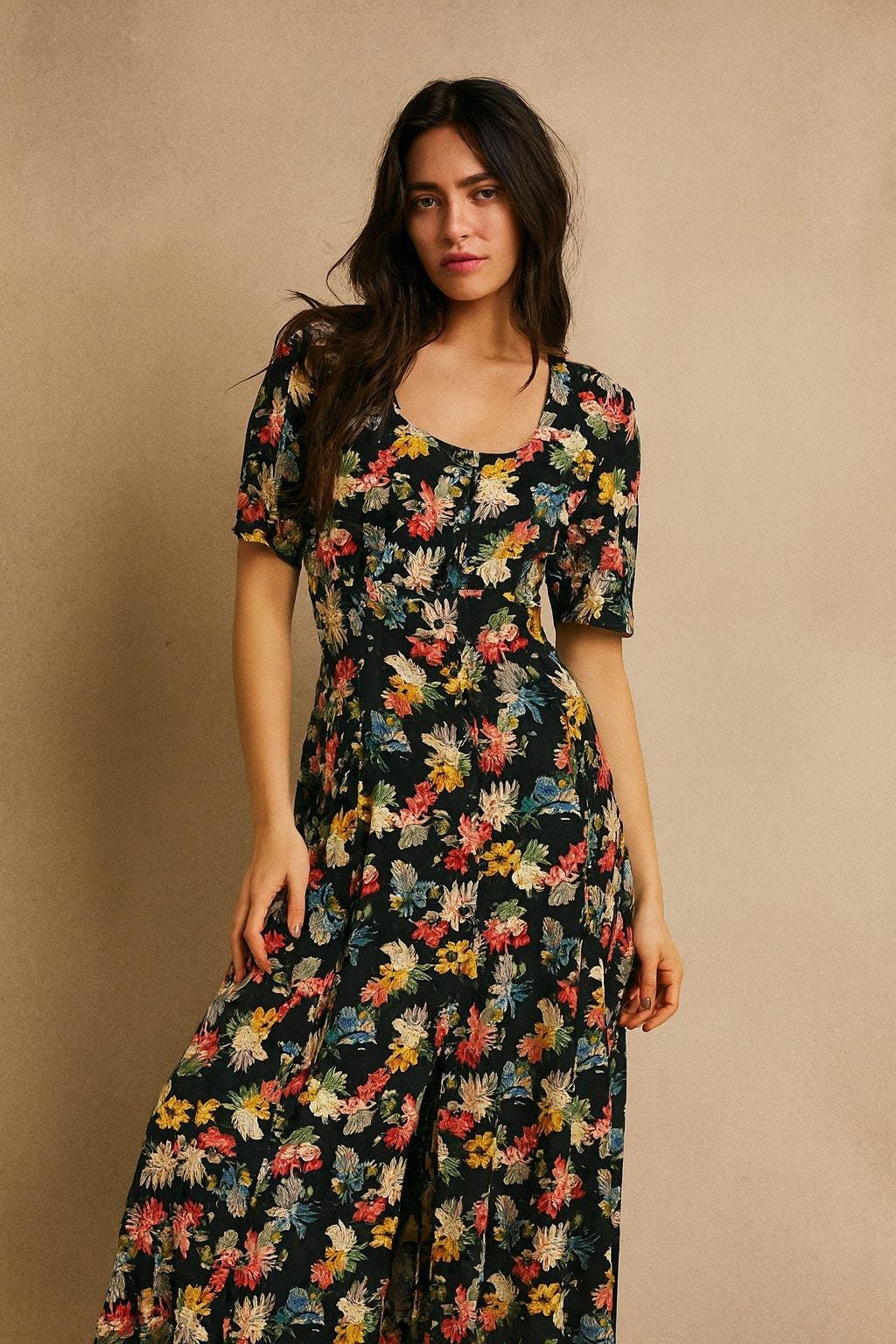 navy blue dress for baby girl Plein Sud 90s Maxi Button Down Dress