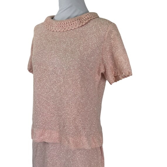 Vintage 1960s Leslie Fay Pink Knit Two Piece Top … - image 5