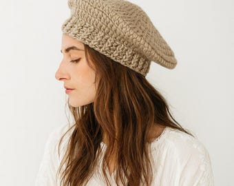 Vintage Cream Knit Pom Pom‎ Beret Margaret Howell Felted Pompom Beret Cream – Neighbour main image 3