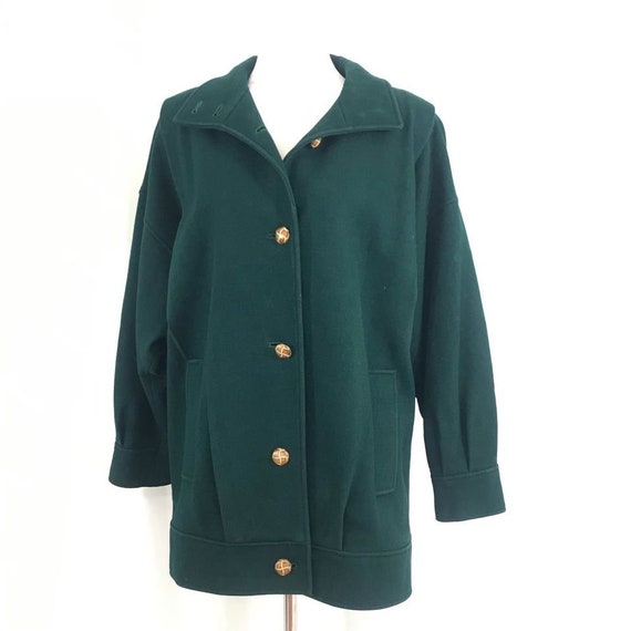 Hunter Green Wool Pea Coat Jacket, Hunter Green Wool Pea Coat