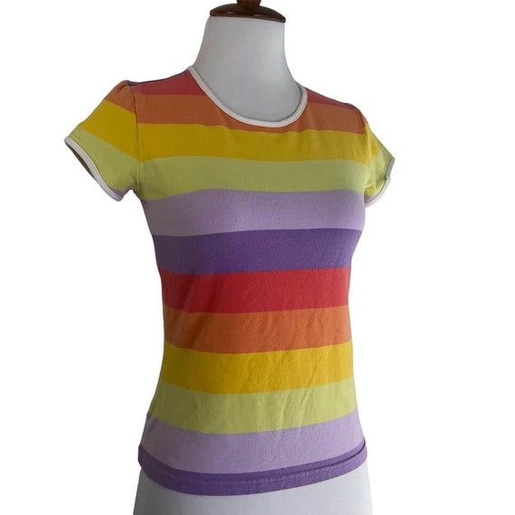 Vintage 90s Liz Claiborne Rainbow Striped Shirt PS - image 2