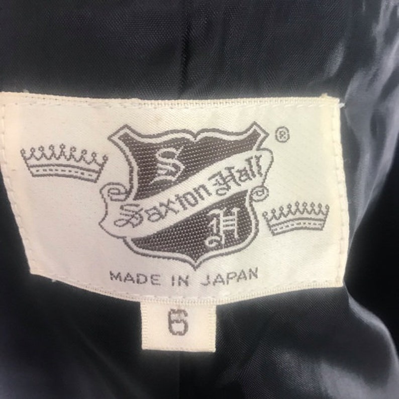 Vintage 1980s Saxon Hall Black Velvet Floral Blazer M
