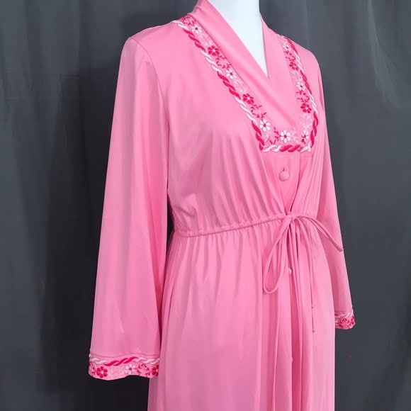Vintage 1970 JC Penney rosa brillante bordado Robe Kaftan Etsy