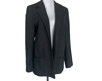 Vintage David Craig Dark Gray Wool Tweed Notch One Button Blazer M