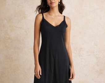 Vestido lencero vintage Vanity Fair, nuevo con etiquetas, talla 18, elástico, con mangas de encaje, nailon, talla L