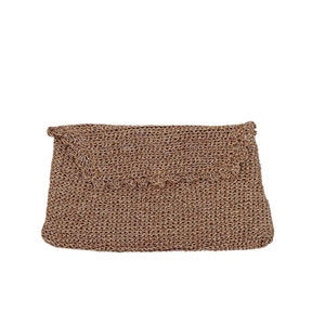 Vintage 1950s Metallic Gold Crocheted Clutch Purse