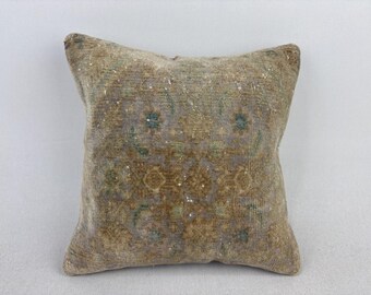 14x14 Vintage Turkish Pillow, Throw Pillow Covers, Faded Pillow, Morrocan Pillow, Rug Pillow, Vintage Pillow, Kilim Pillow, Muted Pillow