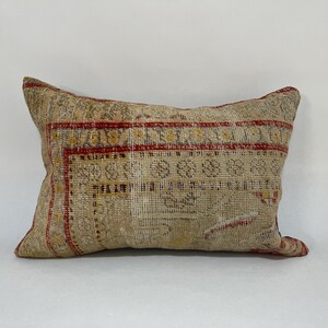 16x24 Lumbar Turkish Pillow, Kilim Cushion, Decorative Pillow, Wool Pillow Cover, Lumbar Pillow, Vintage Pillow, Throw Pillow Cover