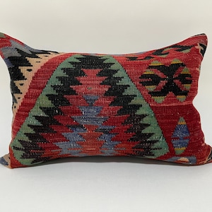 16x24 Lumbar Turkish Pillow, Boho Pillow Cover, Rug Pillow, Bench Cushion, Kilim Pillow, Morrocan Pillow, Throw Pillow, Decorative Pillow