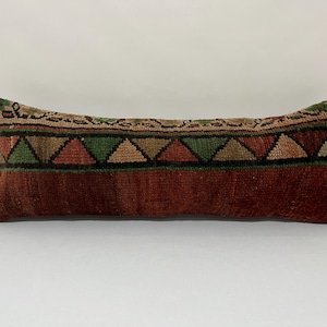 12x36 Long Lumbar Pillow, Tribal Pillow,  Unique Throw Pillow, Kilim Cushion, Bolster Pillow, Vintage Pillow, Kilim Pillow, Lumbar Pillow