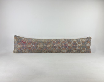 12x48 Extra Long Lumbar Pillow, Meditation Pillow, Wool Pillow Cover, Rug Pillow, Throw Pillow, Boho Pillow, Vintage Pillow, Kilim Cushion