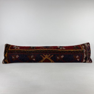 12x48 Extra Long Lumbar Pillow, Kilim Pillow, Vintage Pillow, Rug Pillow, Turkish Throw Pillow, Bolster Pillow, Bench Lumbar Pillow
