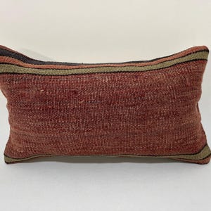 12x20 Lumbar Turkish Pillow, Rug Pillow, Kilim Pillow, Turkish Throw Pillow, Muted Pillow, Morrocan Cushion, Boho Pillow