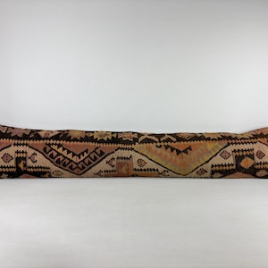 12x60 Extra Long Lumbar Pillow, Rug Pillow, Bedding Pillow, Morrocan Pillow, Embroidered Pillow, Kilim Pillow, Needlepoint Pillow