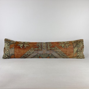 Almohada lumbar extra larga de 30 x 122 cm, almohada kilim, almohada vintage, almohada de alfombra, almohada turca decorativa, almohada de refuerzo, almohada lumbar para banco