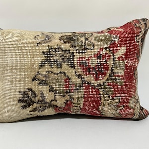 16x24 Lumbar Turkish Pillow, Kilim Cushion, Decorative Pillow, Wool Pillow Cover, Lumbar Pillow, Vintage Pillow, Throw Pillow Cover