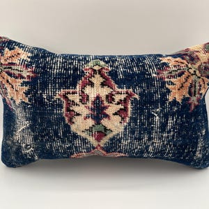 12x20 Lumbar Turkish Pillow, Rug Pillow, Kilim Pillow, Turkish Throw Pillow, Muted Pillow, Morrocan Cushion, Boho Pillow