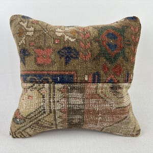 14x14 Vintage Turkish Pillow, Needlepoint Pillow, Throw Pillow, Morrocan Pillow, Home Decor, Ottoman Pillow Cover, Kilim Cushion, Rug Pillow
