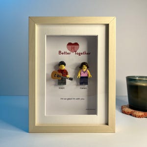 Gepersonaliseerde minifiguurlijst | Aangepaste cadeaus voor stel | Uniek Valentijnsdag - jubileumcadeau | Creatief cadeau | Cadeau voor hem of haar