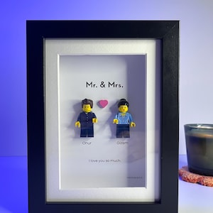 Personalized Minifigure Frame | Mr & Mrs. | Custom Gifts for Couple | Unique Valentines Day - Anniversary Gift  | Gift For Him or Her