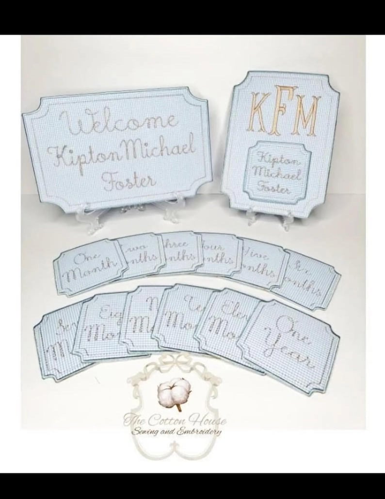 ITH Welcome Baby Bundle: Southern/Grandmillenial/Baby Banner/Milestone/Monogram/Name/Machine Embroidery Design image 1