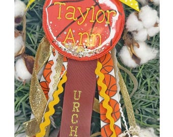 ITH Basketball Bag Tag: Machine Embroidery Design Glitter Shaker, Ribbon (4-6 inch)
