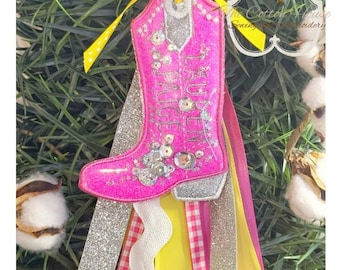 ITH Cowboy Boot Bag Tag: Machine Embroidery Design (Digital Download)