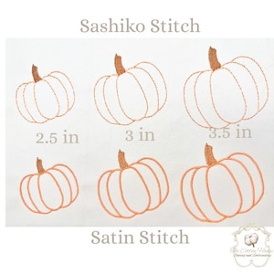 Simple Pumpkin (Satin and Sashiko Stitch): Southern/Grandmillenial/Fall/Popular Machine Embroidery Design