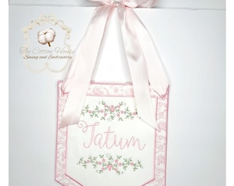 ITH Grandmillennial Baby Name Banner: Machine Embroidery Design (Digital Download)