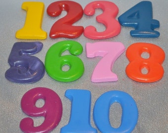 Crayons Large Numbers 1 - 10. Boy or Girl Kids Unique Party Favors, Crayons.