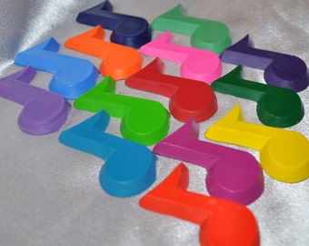 Music Note Shaped Recycled Crayons, Total of 14. Boy or Girl Kids Unique Party Favors, Crayons.