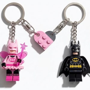 Schwarz Rosa Minifigur Schlüsselanhänger, Y2k Paar Fledermaus Schlüsselanhänger, passende Schlüsselanhänger Geschenke