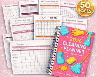 2026 Cleaning Planner Printable, Declutter Planner, House Cleaning Schedule, Cleaning Checklist, 30 Day Declutter Challenge, Chore Chart PDF