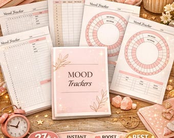 Mood Tracker Printable Mental Health Mood Tracker Monthly & Yearly Mood Journal Self Care Planner Aesthetic Digital Planner Instant Download