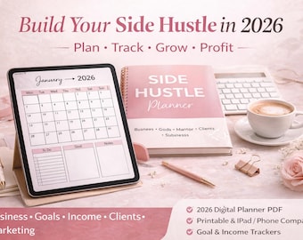 Side Hustle Planer 2026 – Income & Marketing Tracker (Digitales PDF mit Wiederverkaufsrecht)