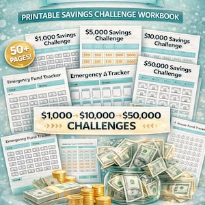 2026 Money Savings Challenge Printable, Savings Challenge Tracker Workbook, 1000 5000 10000 50000 Savings Challenge, Budget Planner PDF