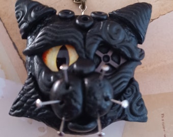 Steampunk Black Cat Necklace