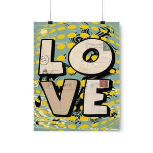 LOVE Antique Postcards Abstract - Premium Matte Print