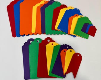 Scalloped Gift Tags with Stitched Edge: Craft Embellishments/Ephemera/Junk Journal Set of 30