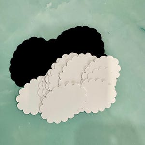 Die Cut Scallop Oval  Sentiment Holders – White and Black Layered Cardstock for Stamping/Card Making (24pc)