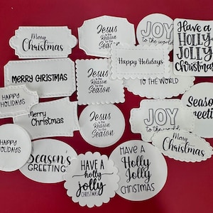 Christmas Card Sentiments, handmade. Junk journaling, card making supplies, scrapbooking, Add your adhesive CHOOSE your set
