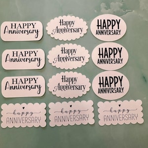 Happy Anniversary Sentiments | Set of 12 | Card Making Sentiments | Scrapbook & Junk Journal Ephemera | Paper Craft Supplies