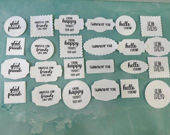 Friendship Sentiment Die Cuts | Card Making Ephemera, Scrapbooking (Set of 12)